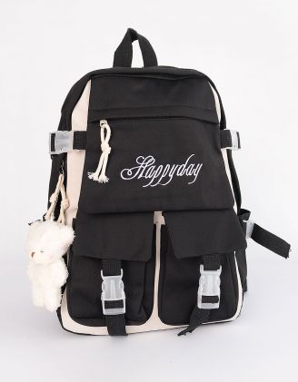 Рюкзак для міста зі значками та брелоком у вигляді ведмедика | 246600-02-XX - A-SHOP