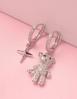 Сережки з ведмедиком у стразах | 249132-06-XX - A-SHOP