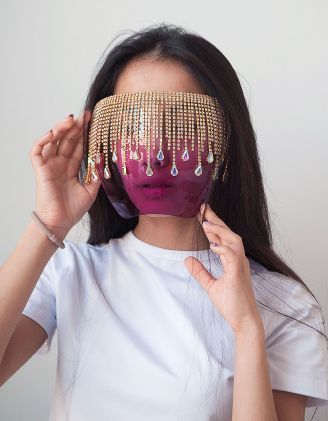 Окуляри маска з ланцюжками із страз | 251734-17-XX - A-SHOP