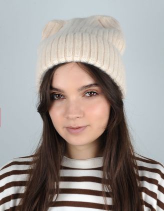 Шапка у рубчик з вушками | 257587-40-XX - A-SHOP