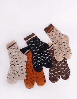 Шкарпетки зі смужкою з принтом літер | 252075-22-XX - A-SHOP
