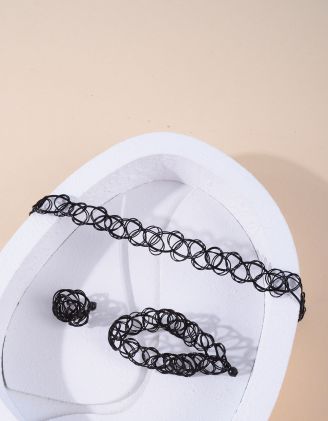 Комплект з волосіні із чокера та браслета з кільцем | 266995-02-XX - A-SHOP