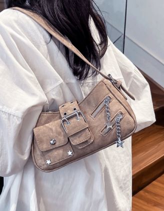 Сумка багет через плече з фурнітурою у вигляді зірок | 265921-12-XX - A-SHOP