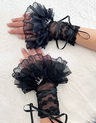 Мітенки мереживні з бантом | 265612-02-XX - A-SHOP