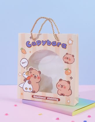 Пакет подарунковий 21 х 22,5 х 4,5см з принтом капібари | 263962-12-XX - A-SHOP