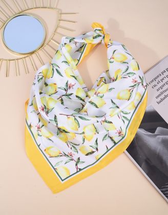 Хустка на шию з принтом лимона | 266258-19-XX - A-SHOP
