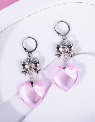 Сережки довгі з бантом та серцем | 263937-70-XX - A-SHOP