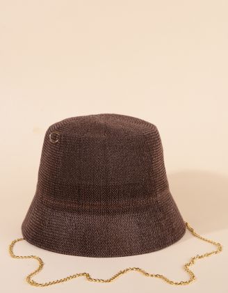 Капелюх панама зі штучної соломи з ланцюжком | 268118-33-XX - A-SHOP