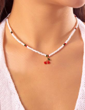 Підвіска на шию із бісеру з кулоном у вигляді вишні | 266577-01-XX - A-SHOP