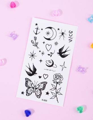 Татуювання тимчасове у вигляді метелика та птаха з зіркою | 266285-01-XX - A-SHOP