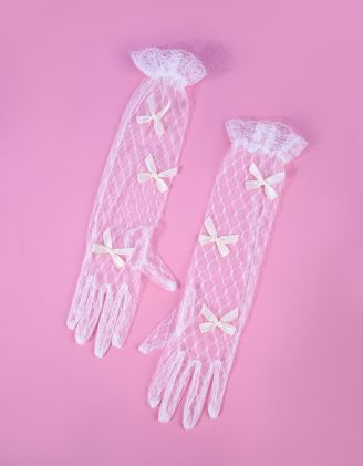 Рукавички мереживні високі з бантами | 262844-01-XX - A-SHOP