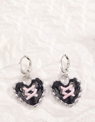 Сережки у вигляді серця зі шнурівкою | 263945-07-XX - A-SHOP