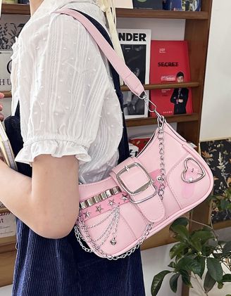 Сумка багет на ланцюжку з фурнітурою у вигляді серця | 266315-14-XX - A-SHOP