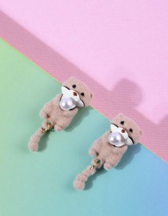 Сережки у вигляді видри з перлиною | 263375-22-XX - A-SHOP