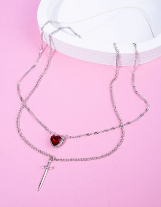 Підвіска на шию best friends з кулоном у вигляді серця та меча | 268006-05-XX - A-SHOP