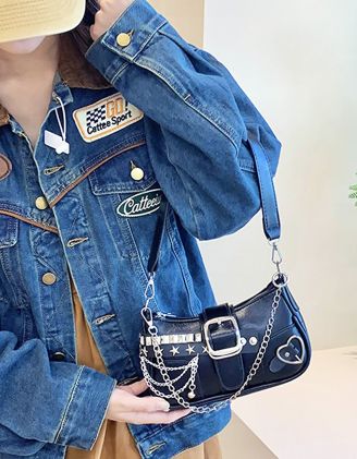 Сумка багет на ланцюжку з фурнітурою у вигляді серця | 266315-02-XX - A-SHOP