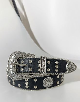 Ремінь декорований фурнітурою з зображенням квітки | 268052-02-XX - A-SHOP