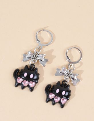 Сережки у вигляді кицьки з бантом | 263939-07-XX - A-SHOP