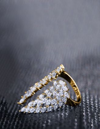 Кільце у вигляді крил зі страз | 267465-04-37 - A-SHOP