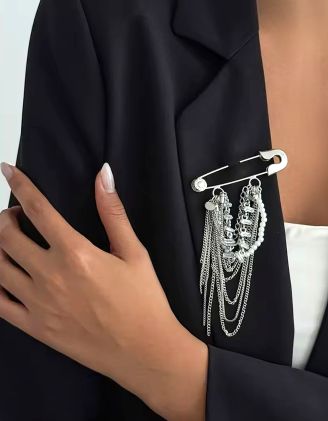 Брошка булавка з ланцюжками та перлинами | 268353-05-XX - A-SHOP