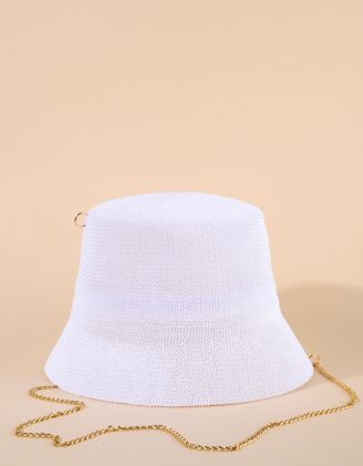 Капелюх панама зі штучної соломи з ланцюжком | 268118-01-XX - A-SHOP