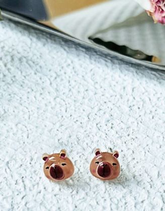 Сережки пусети у вигляді капібари | 261586-34-XX - A-SHOP