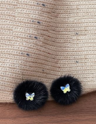 Сережки пусети хутряні | 263391-02-XX - A-SHOP