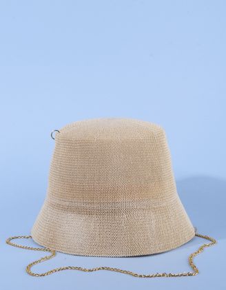 Капелюх панама зі штучної соломи з ланцюжком | 268118-40-XX - A-SHOP