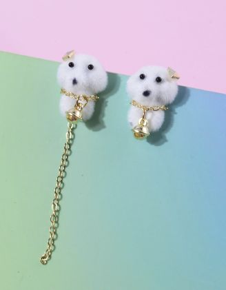 Сережки пусети у вигляді песика з ланцюжком | 263872-01-XX - A-SHOP