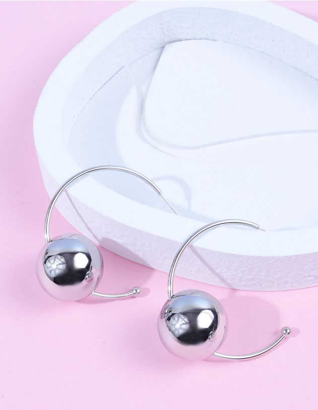 Сережки півкільця з металевими кулями | 264108-05-XX - A-SHOP