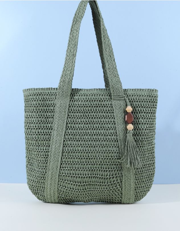 Сумка шопер зі штучної соломи з китицею | 263954-38-XX - A-SHOP