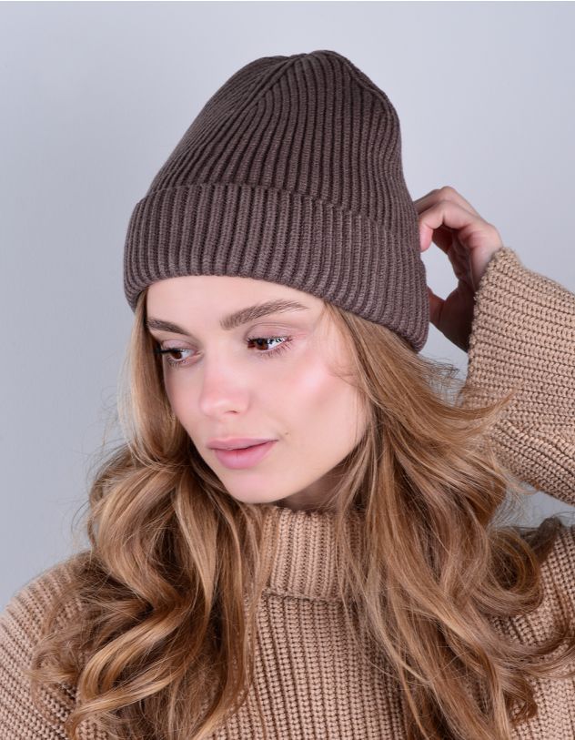 Шапка ковпак у рубчик  з відворотом | 248884-33-XX - A-SHOP