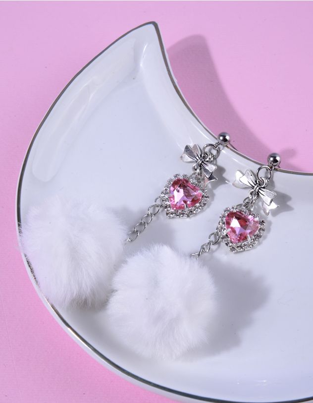 Сережки довгі у вигляді банта з серцем | 264053-70-XX - A-SHOP