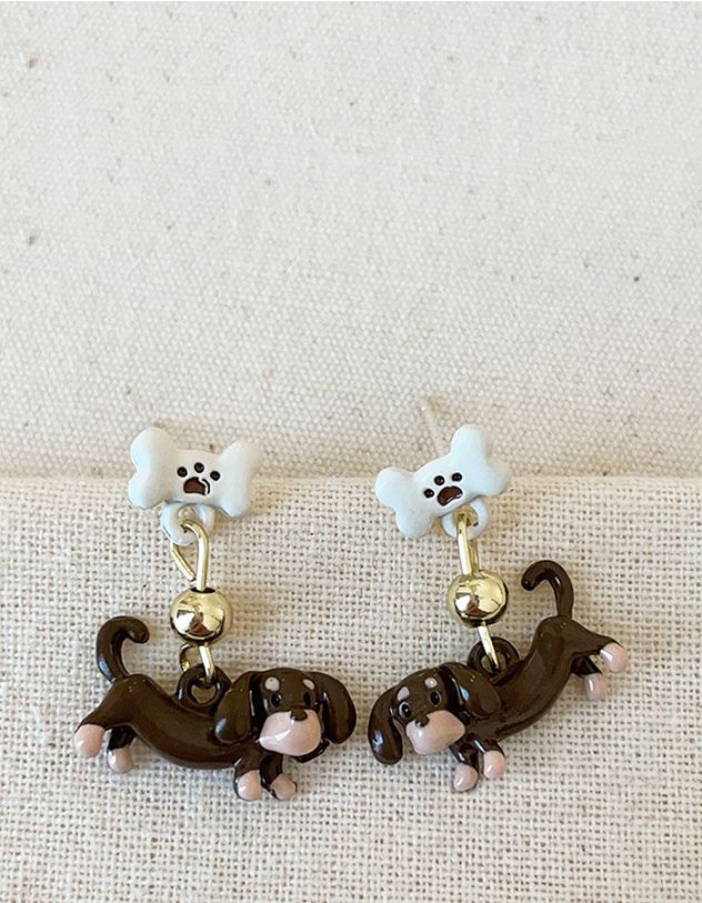 Сережки у вигляді песика з кісткою | 263358-12-XX - A-SHOP