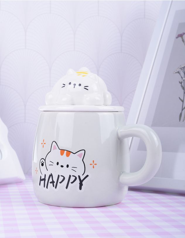 Чашка 420мл з принтом котика | 264532-11-XX - A-SHOP