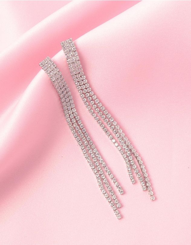 Сережки довгі вечірні інкрустовані стразами | 234503-06-XX - A-SHOP