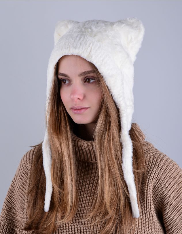 Шапка вушанка з вушками та хвостиком | 264324-01-XX - A-SHOP