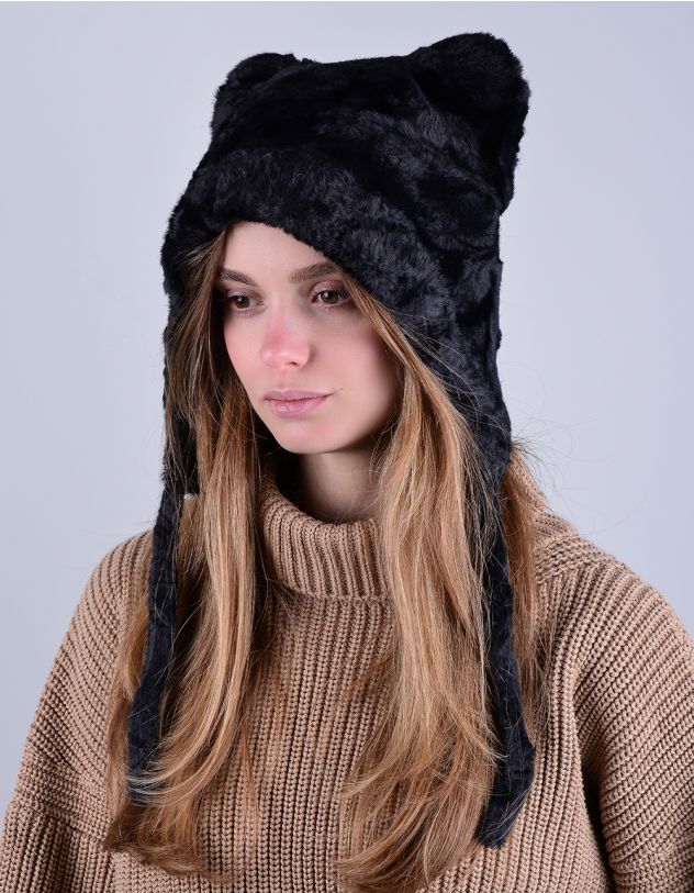 Шапка вушанка з вушками та хвостиком | 264324-02-XX - A-SHOP