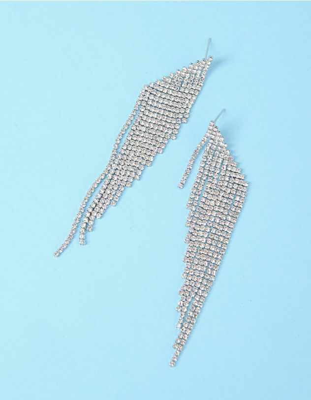 Сережки довгі декоровані стразами | 251663-06-XX - A-SHOP