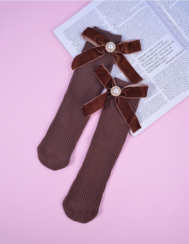 Шкарпетки з перлиною на банті | 264979-12-XX - A-SHOP