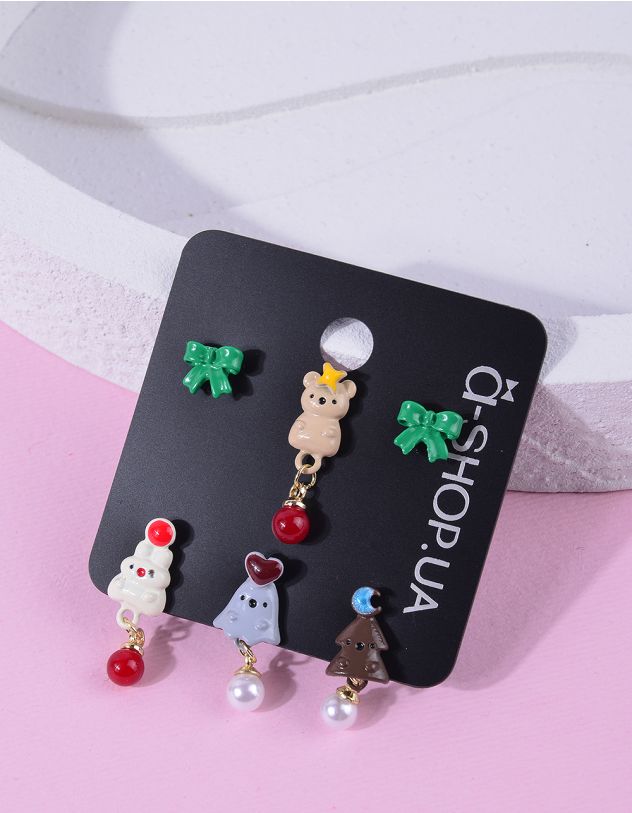 Сережки пусети у вигляді різдвяного персонажа | 263418-21-XX - A-SHOP