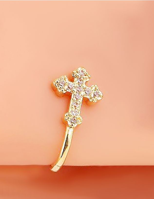 Сережка обманка у ніс з хрестом | 266675-04-XX - A-SHOP