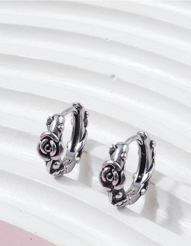Сережки кільця з трояндами | 254655-05-XX - A-SHOP