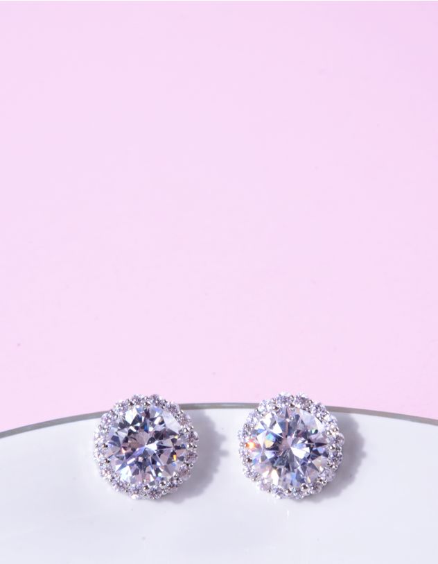 Сережки пусети з кристалом | 265443-05-XX - A-SHOP