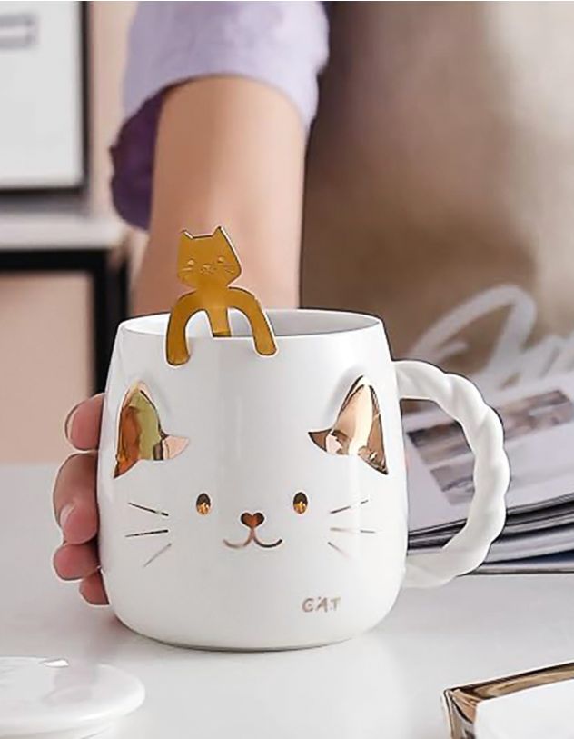 Чашка з ложкою у вигляді кота | 264256-01-XX - A-SHOP