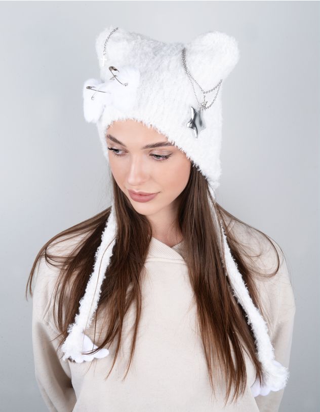 Шапка вушанка з ланцюжками на вушках та булавками | 264240-01-XX - A-SHOP