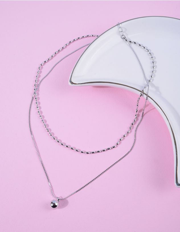 Підвіска на шию двошарова з намистиною | 265229-05-XX - A-SHOP