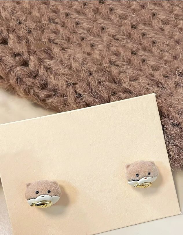 Сережки пусети у вигляді видри з рибкою | 263374-22-XX - A-SHOP