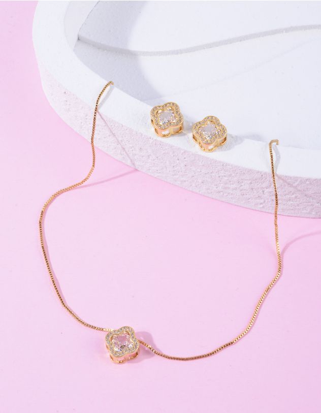 Комплект із сережок та підвіски на шию з кулоном у вигляді конюшини | 264648-04-XX - A-SHOP