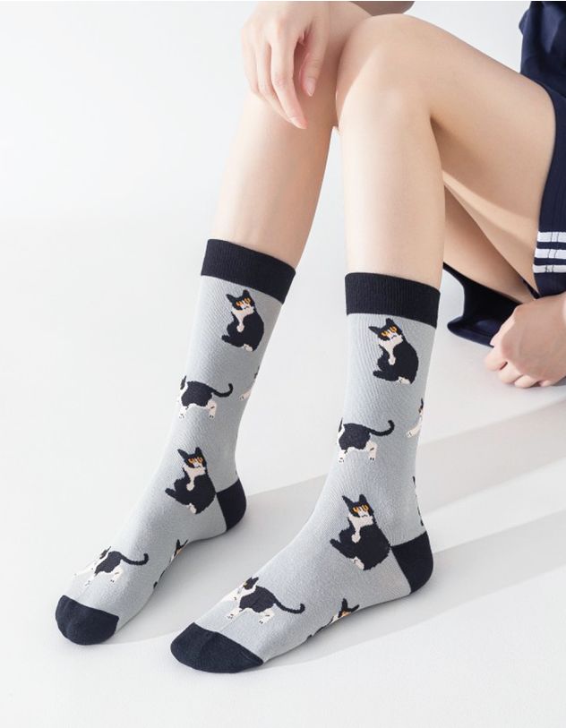 Шкарпетки з принтом котика | 264745-11-XX - A-SHOP